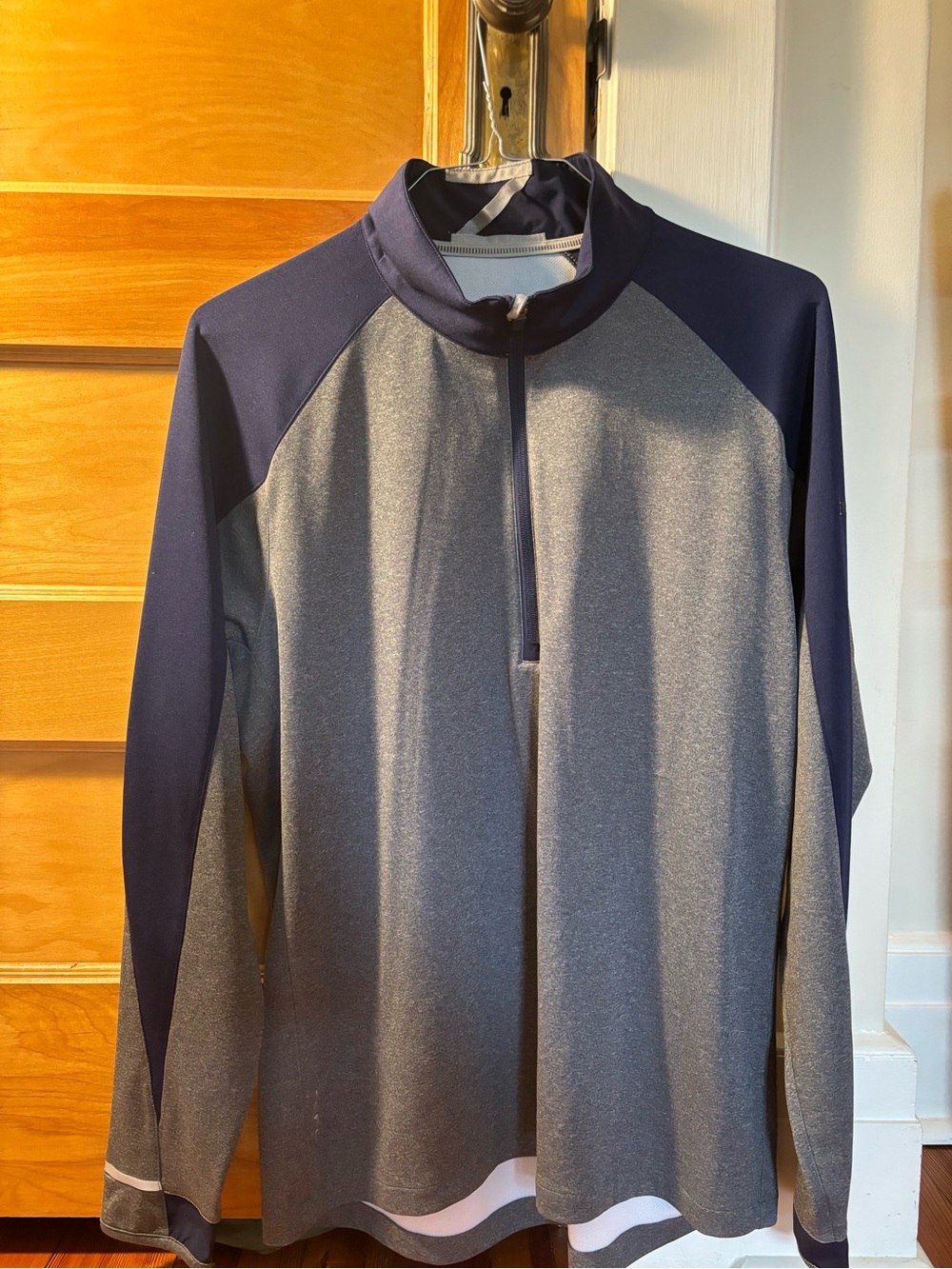 Men's Half-Zip Athletic Pullover - Heather Gray & Navy
